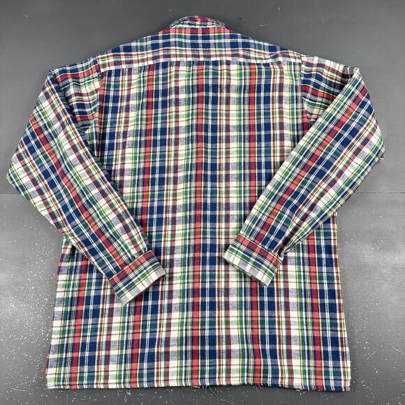 VTG 60's Flannel Shirt Mens LT Red Blue Winged Collar Striped Plaid Sovereign - Picture 7 of 8